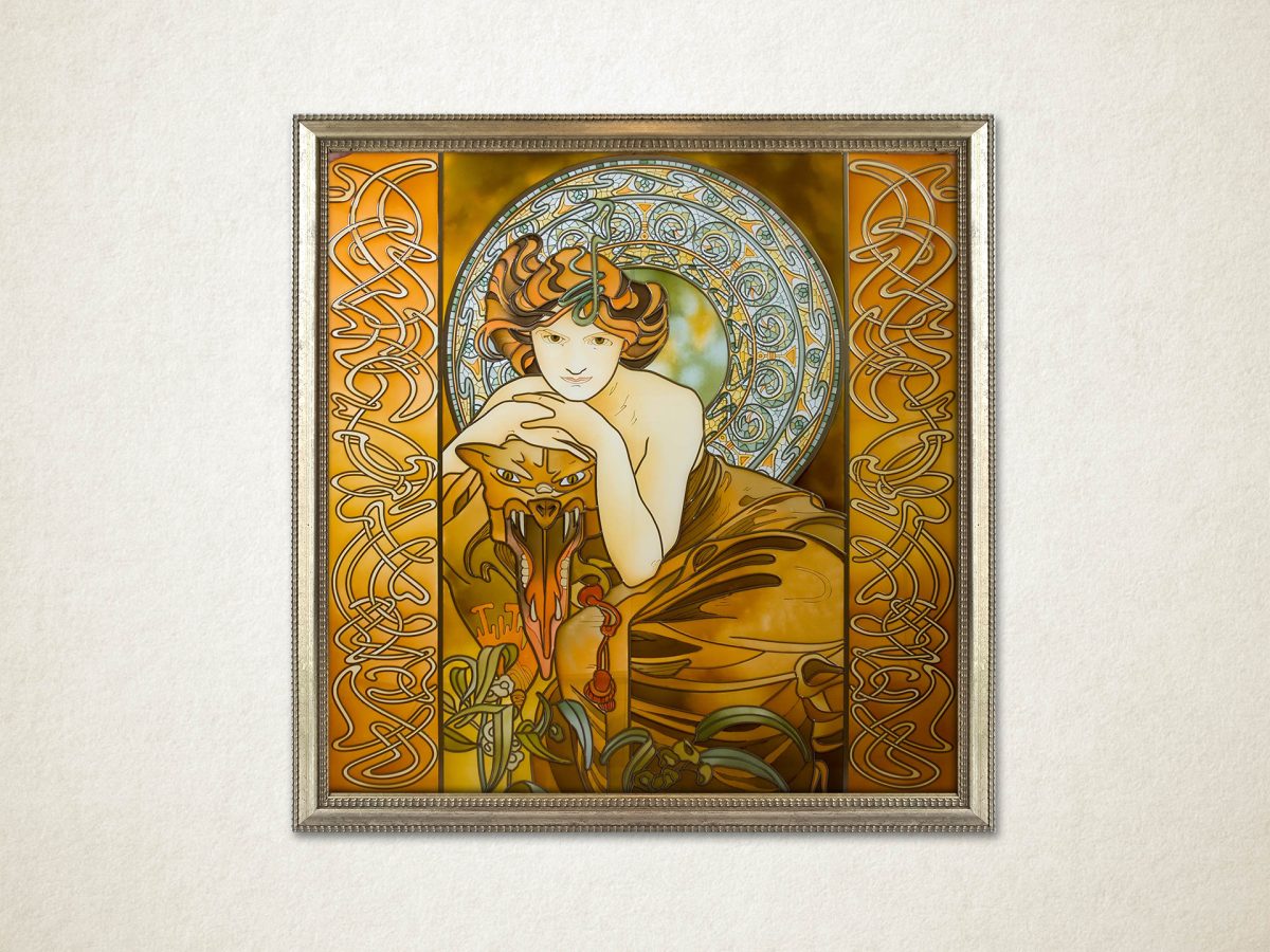 witraz malowany - alfons mucha topaz